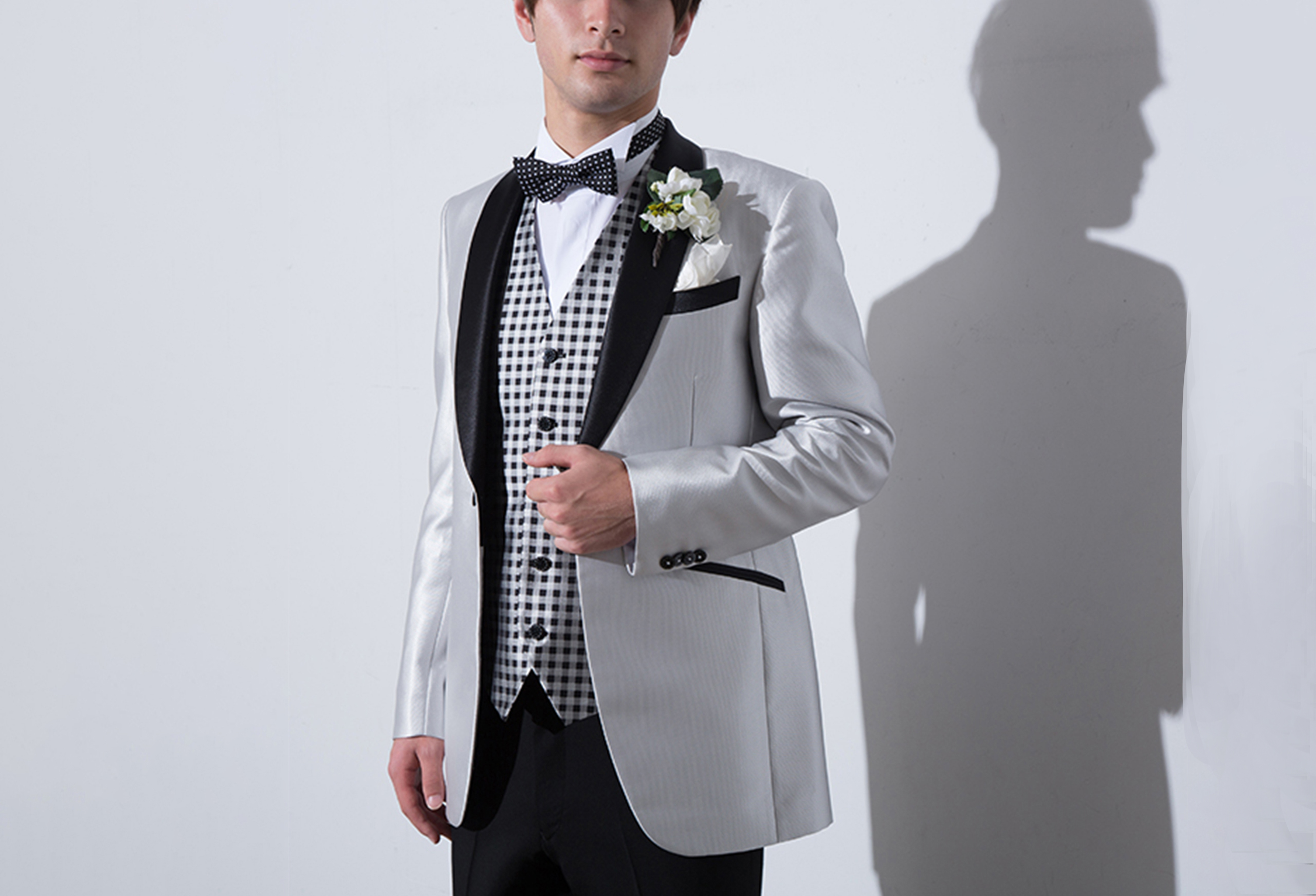 rich silver tuxedo