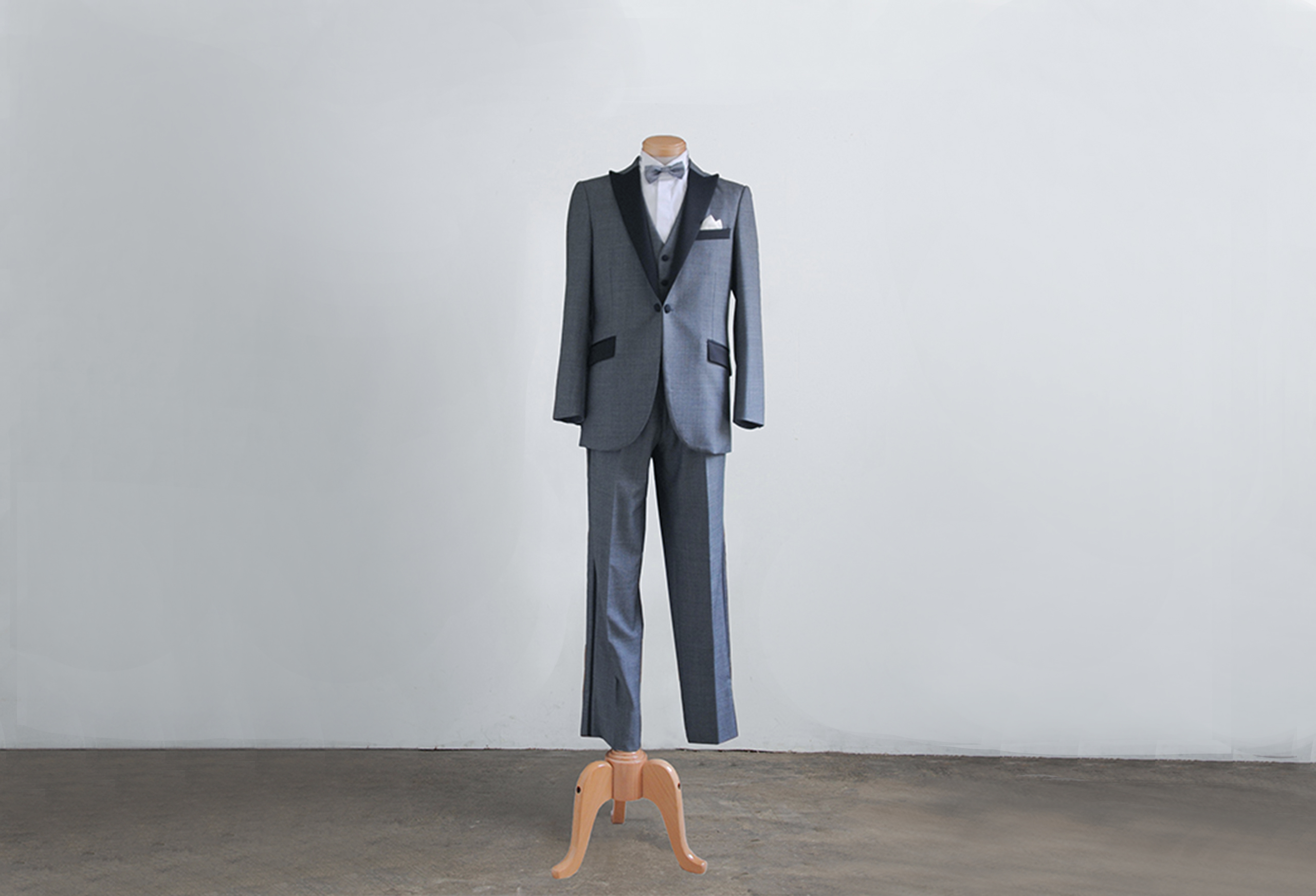 gray peaked lapel tuxedo